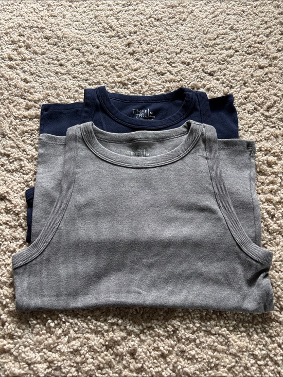 Time and Tru Tops - Time and Tru Gray & Navy Sleeveless Tank Tops - 2-Pack